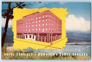 c1958 Santa Barbara California Postcard Hotel Carrillo Chapala Downtown Posted