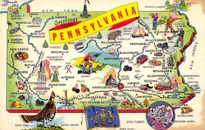 Greetings from Pennsylvania, USA Map Unused stain on two corners