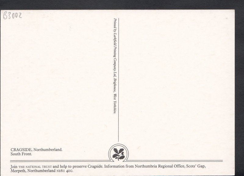 Northumberland Postcard - South Front, Cragside B3002