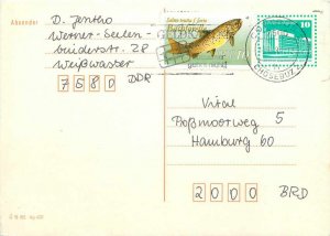 Germany DDR Entier Postal Stationery Postal Fish