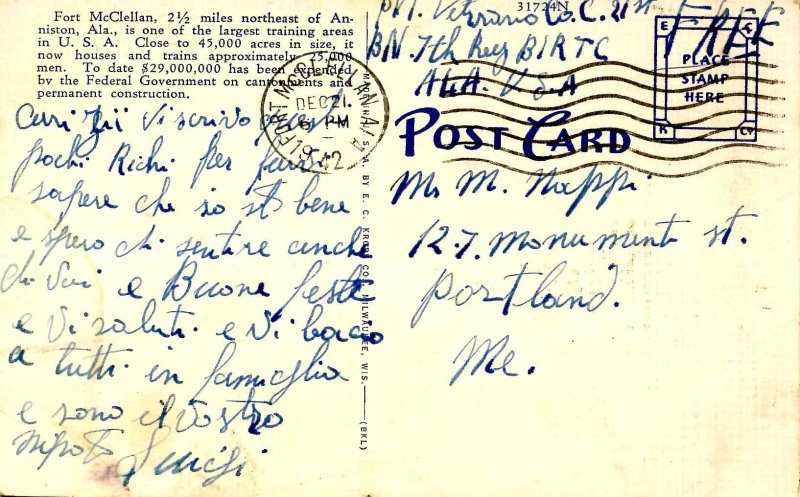 AL - Anniston. Fort McClellan. Training Area, Quartermaster Bldg