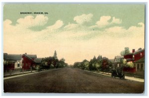 1913 View Of Broadway Car Houses Anaheim California CA Posted Antique Postcard