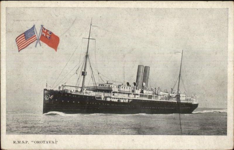 Royal Mail Steamship RMSP Orotava & Flags c1910 Postcard