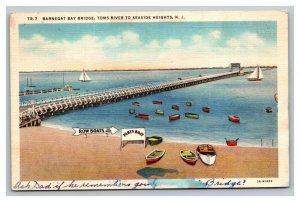 Vintage 1940's Postcard Thomas A. Mathis Bridge Barnegat Bay Seaside Heights NJ