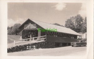 Postcard RPPC Covered Bridge Gift Shop Putney VT Vermont