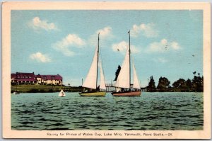 Racing For Prince Of Wales Cup Lake Milo Yarmouth Nova Scotia Canada Postcard