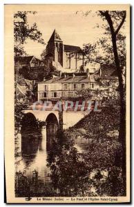 Old Postcard The White Bridge and the Church of Saint Cyran