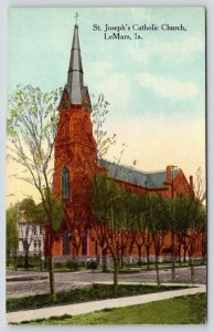 LeMars Iowa~Steeple~St Joseph's Catholic Church~c1910 Bancroft Parcel Post Sales 