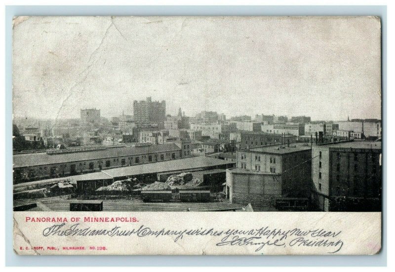 C.1910 Indiana Trust Co. Presidents Autograph Panorama Minneapolis Postcard P170 