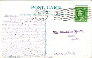 Vtg Postcard BPOE 1912 Grand Lodge Reunion Portland Oregon Lady In Hills w Horn 