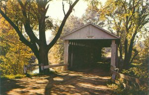 Ashtabula County  Ohio Covered Bridge Over Mill Creek Chrome Postcard Unused