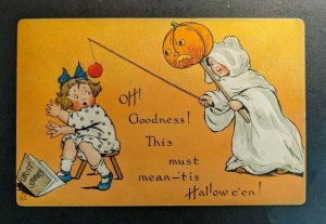 Mint Vintage Oh Goodness Embossed Illustrated Halloween Postcard