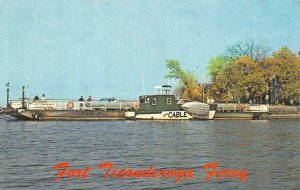NY, New York  FORT TICONDEROGA AUTO FERRY BOAT~Lake Champlain  Chrome Postcard