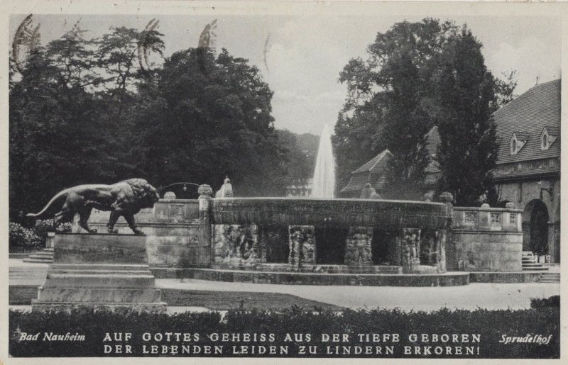 Bad Nauheim Lion Statue 100 Jahre Postmark German Postcard