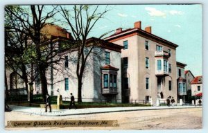 BALTIMORE, Maryland MD ~ CARDINAL GIBBON'S RESIDENCE ca 1910s  Postcard