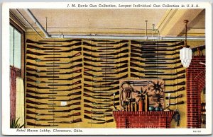 Claremore Oklahoma OK, 1939 Hotel Mason Lobby J M Davis Gun Collection, Postcard