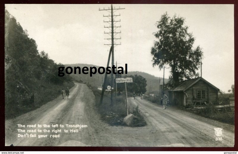 dc1584 - NORWAY Trondhjem/ Trondheim 1930s Road View to Hell Real Photo Postcard