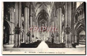 Old Postcard Bourges Interior of The Cathedral nave Great