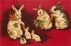 Embossed Postcard 175. Rabbits Eating Vegetables, Unsigned Helena Maguire