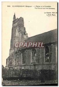 Old Postcard Elverdinghe L & # 39Eglise And Le Cimetiere