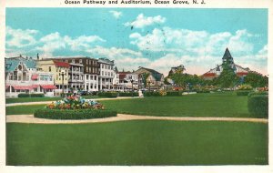 Vintage Postcard 1933 Ocean Pathway And Auditorium Ocean Grove New Jersey NJ