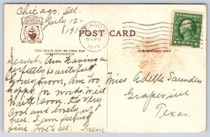 Chicago Illinois~Steger Bldg Birds Eye View~US Flag~1913 VO Hammon Postcard