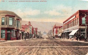 ANACONDA MT Montana MAIN STREET SCENELooking North DEER LODGE CO 1910 Postcard
