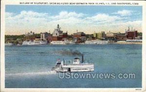 Skyline of Davenport, Ferry Boat - Iowa IA  