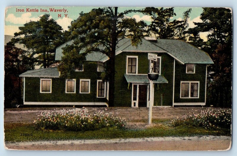 Waverly New York Postcard Iron Kettle Inn Exterior Building 1910 Vintage Antique