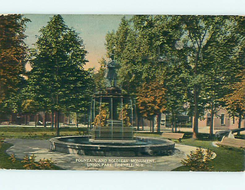 Divided-Back MONUMENT & PARK SCENE Hornell New York NY r7948