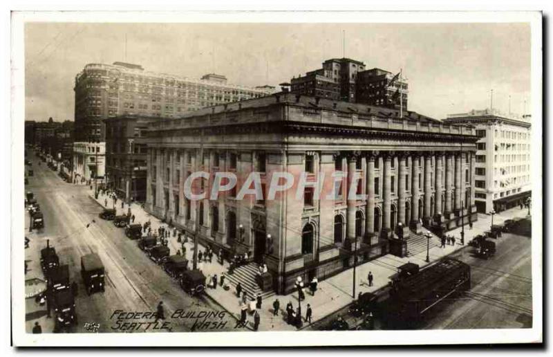 VINTAGE POSTCARD Federal Buliding Seattle Wash Tram