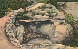 Vintage Postcard 1930's Shelter Rock, Rock City Gardens Lookout Mountain CT Art