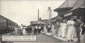 Hershey PA Railroad Train Station Depot c1910 Vintage Postcard