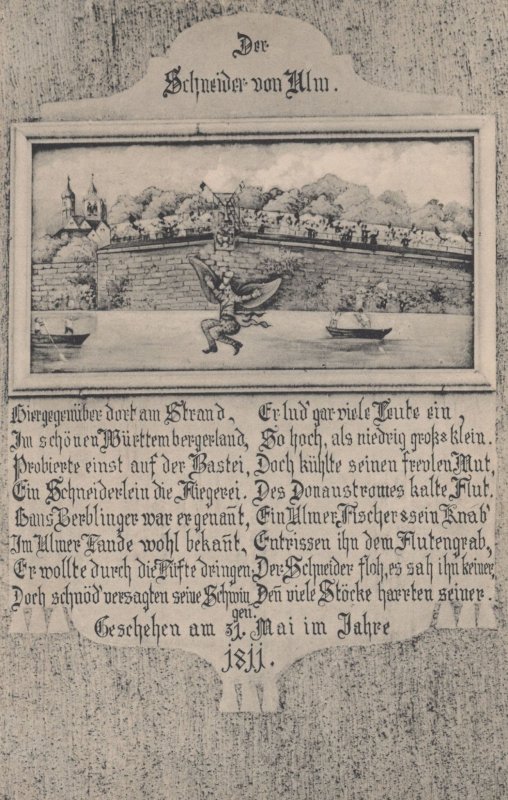 Ulm D'r Schneider Von Ulm im Jahre 1811 German Old Postcard