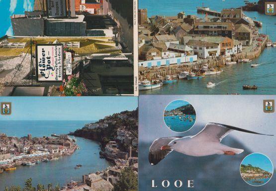 Looe Flower Pot Bird Fishing Trawlers 4x Mint Postcard s