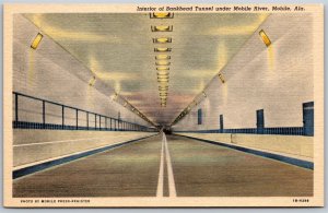 Vtg Mobile Alabama AL Interior Bankhead Tunnel Under Mobile River 1940s Postcard