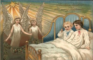 CHRISTMAS Children See Angels DAVIDSON Ser 3019 c1910 Postcard