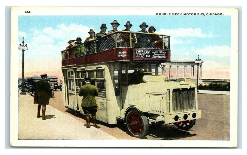 Postcard Double Deck Motor Bus, Chicago IL Y65