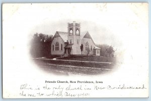 1909 Friends Church Building Tower Dirt Road Stairs New Providence Iowa Postcard