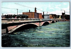 Grand Rapids Michigan Postcard Bridge Street Bridge Streetcar Lake 1910 Unposted