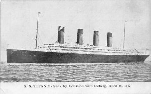 Titanic Ship Sunk By Collision Unused small wear on left bottom corner tip, l...