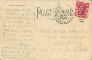 Fat Lady Over Subway Grate Antique 1908 Comic Postcard