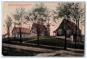 c1910 Town Hall Episcopal Church Parish House Ashland New Hampshire NH Postcard 