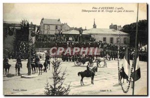 Old Postcard Fetes d & # 39Auxerre Unloading From M Cruppi in train station &...