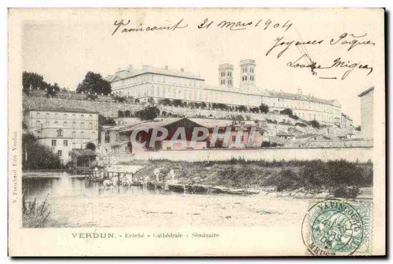 Old Postcard Verdun Cathedral Eveche Seminaim