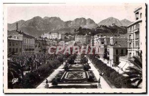 Old Postcard The public garden and Menton hotels