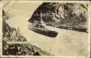 Panama Canal USS New Mexico Pacific Fleet Culebra Cut Real Photo Postcard