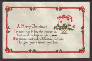 A Merry Christmas,Basket of Holly Postcard