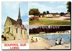 Modern Postcard Souppes sur Loing (Seine et Marne) Church St Clair Beach Camping