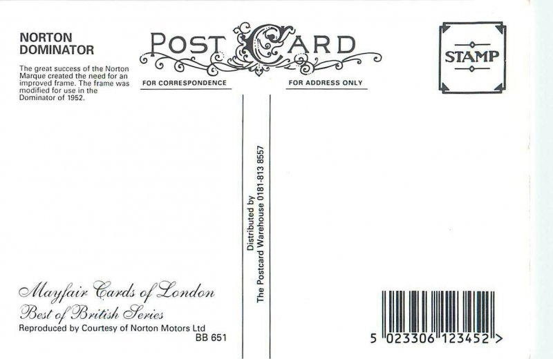 Another Norton Dominator De Luxe motorcycle poster postcard